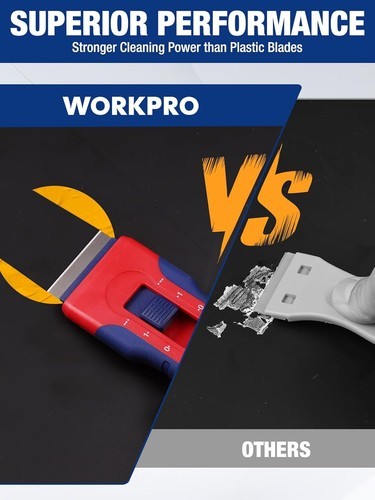 WORKPRO Retractable Razor Blade Scraper w/56PC Steel Blade Cleaning Scraper Tool