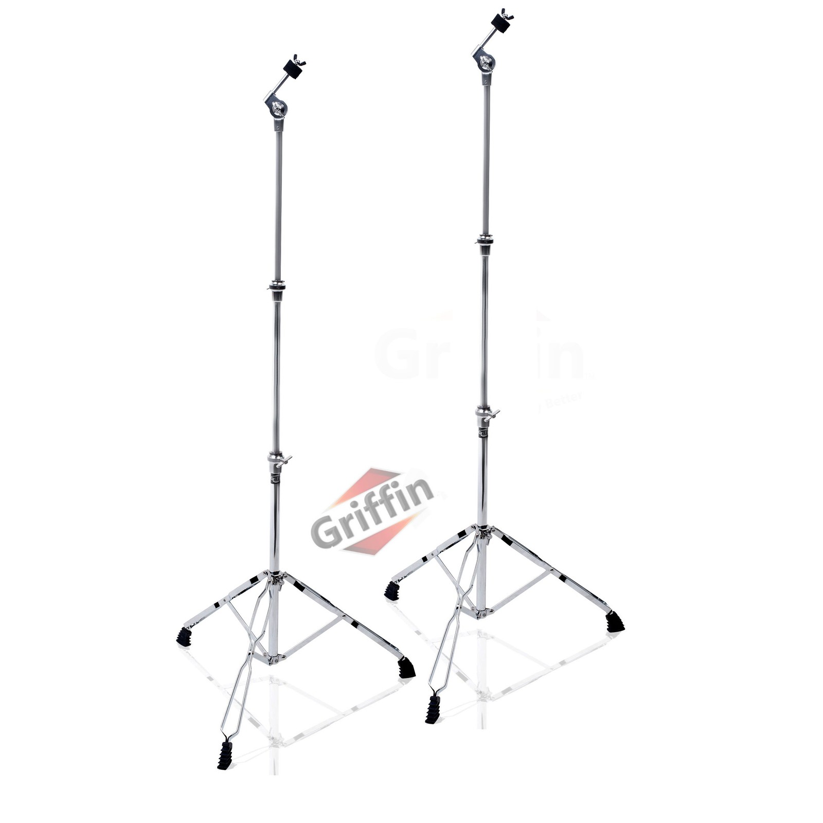 GRIFFIN Straight Cymbal Stand 2 PACK - Percussion Drum Hardware Mount Holder Set