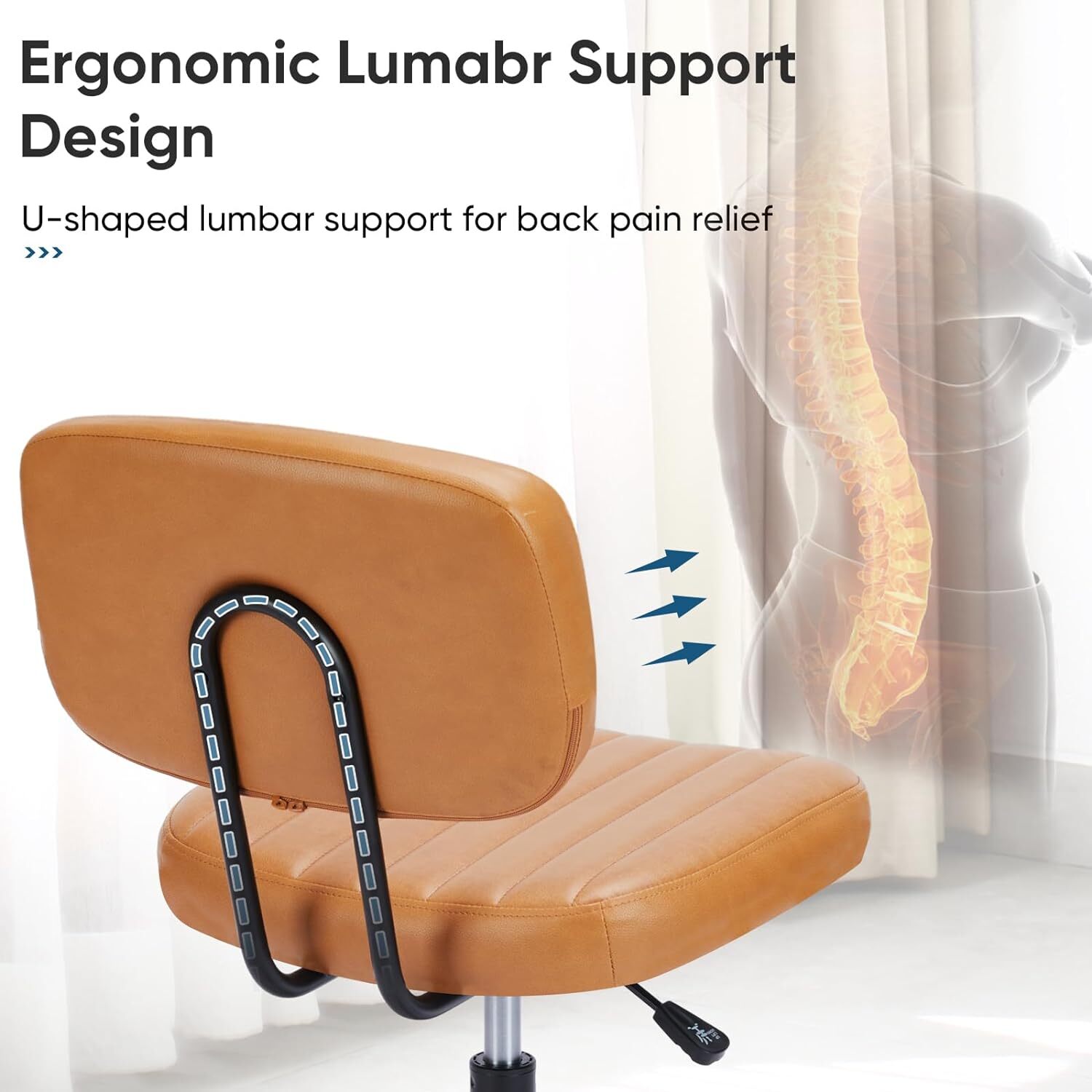 Home Office Chairs Desk with Comfy Low Back Lumbar Support Ergonomic Armless