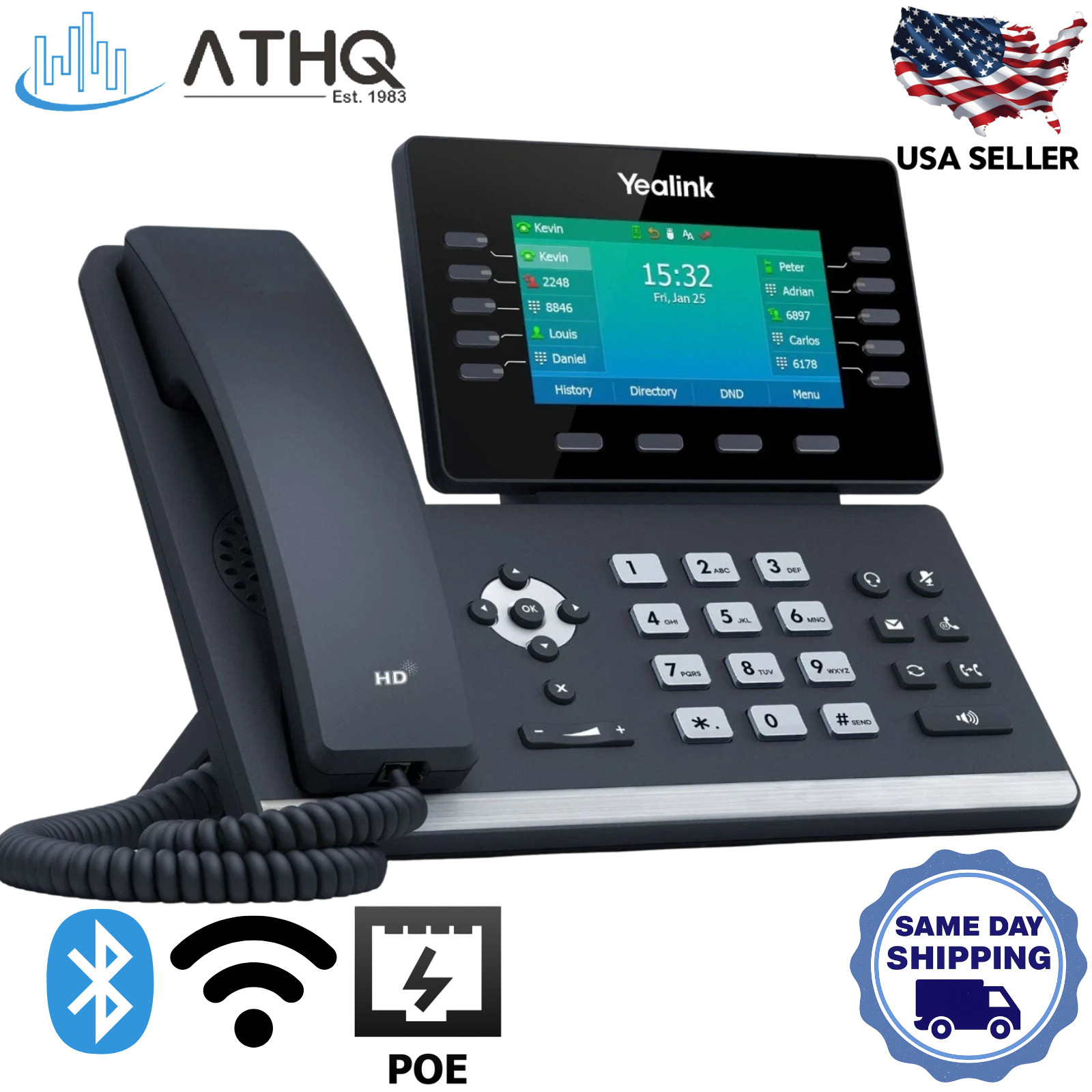Yealink SIP-T54W 16-Line Color VoIP Phone Bluetooth WiFi Gigabit PoE No PSU NEW