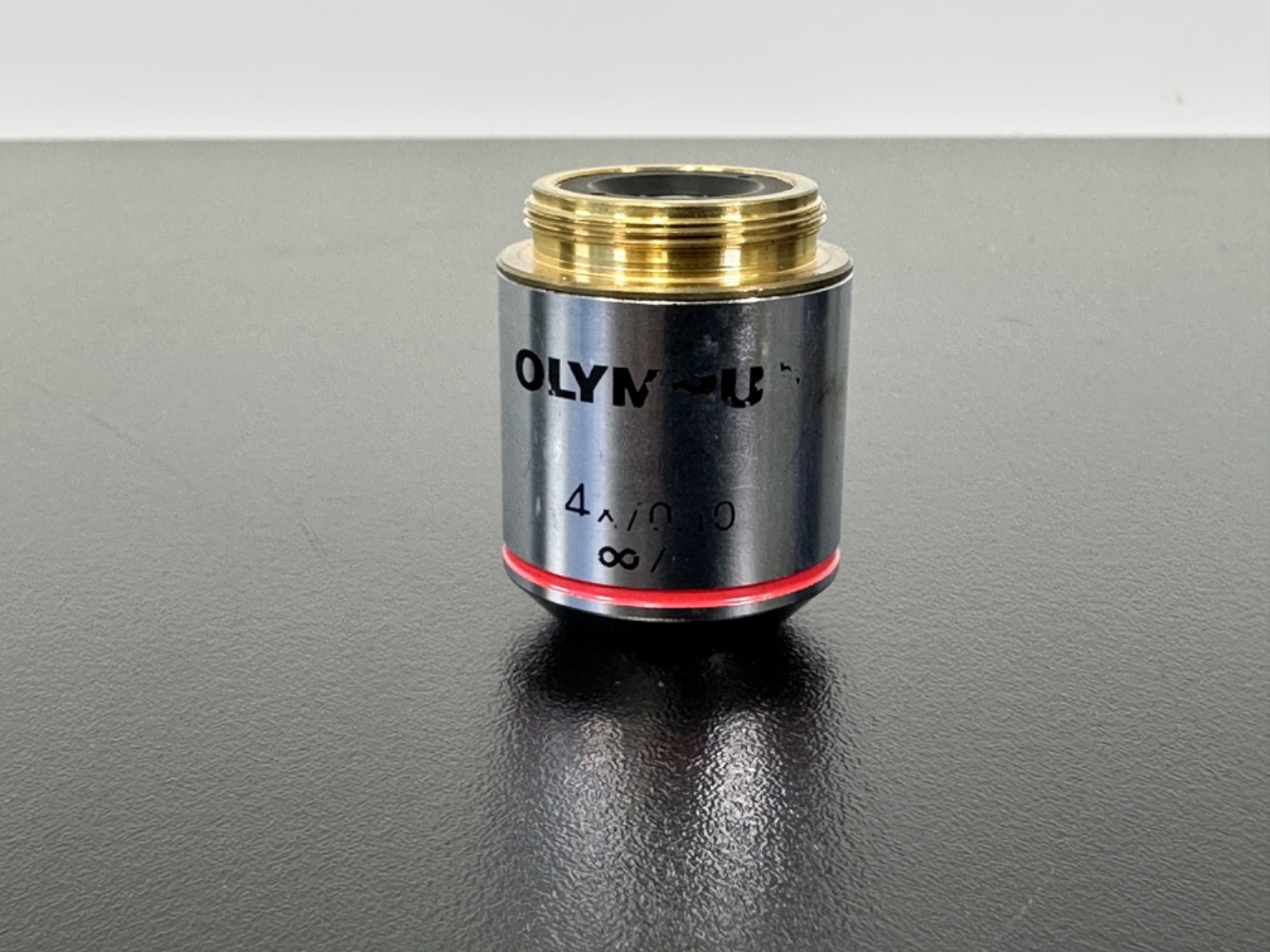 Olympus Plan 4X/0.10 Infinity Microscope Objective Lens Red Band