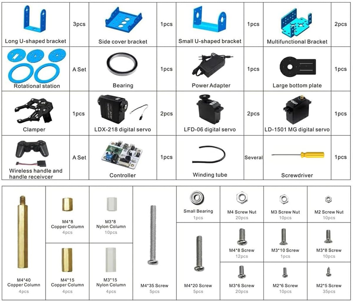 Robotic Arm Kit 6DOF Programming Robot Arm with 5 Servo, Handle, Mechanical Claw