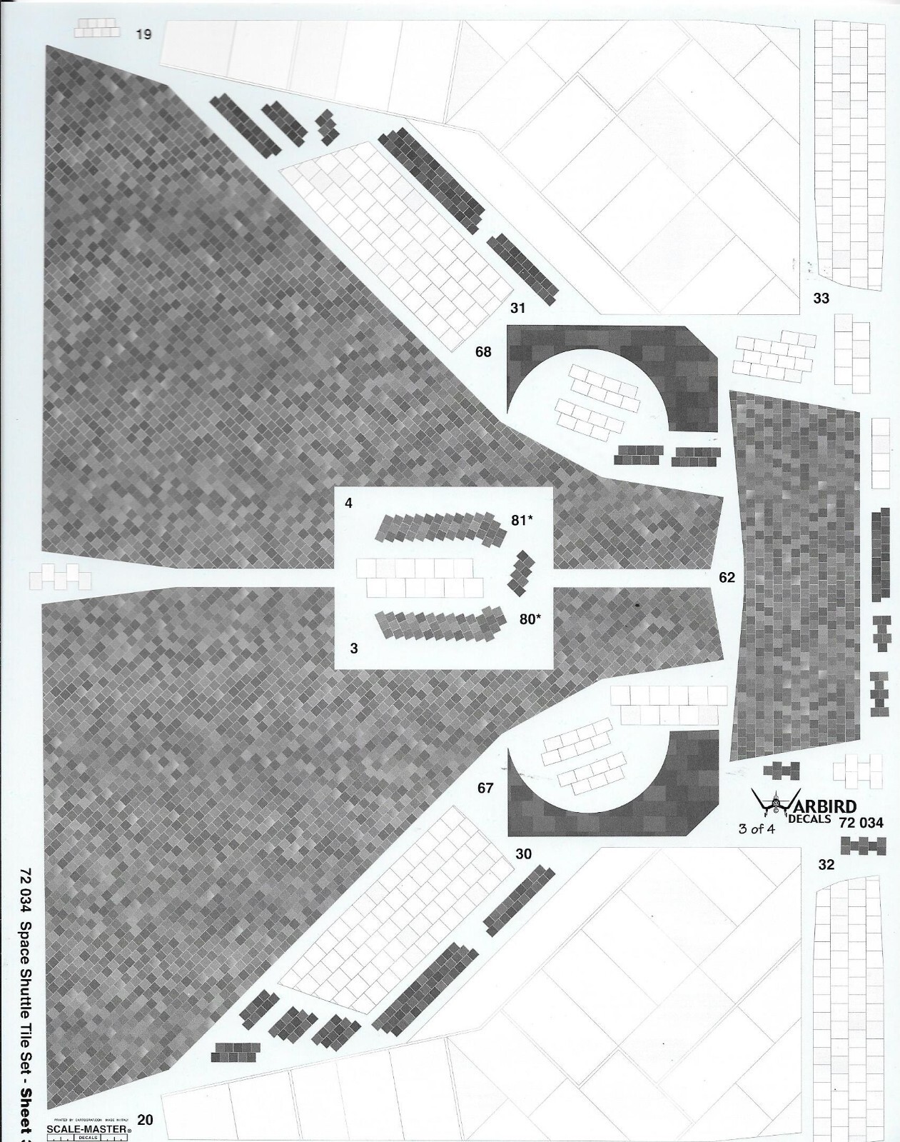 Restock!! Warbird Space Shuttle Tile Details, Decals 1/72 034 For Monogram Kit