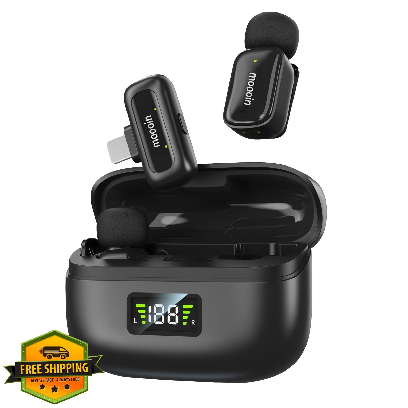 Moooin Wireless Mic for Mobile Phone Video Recording Noise Cancelling