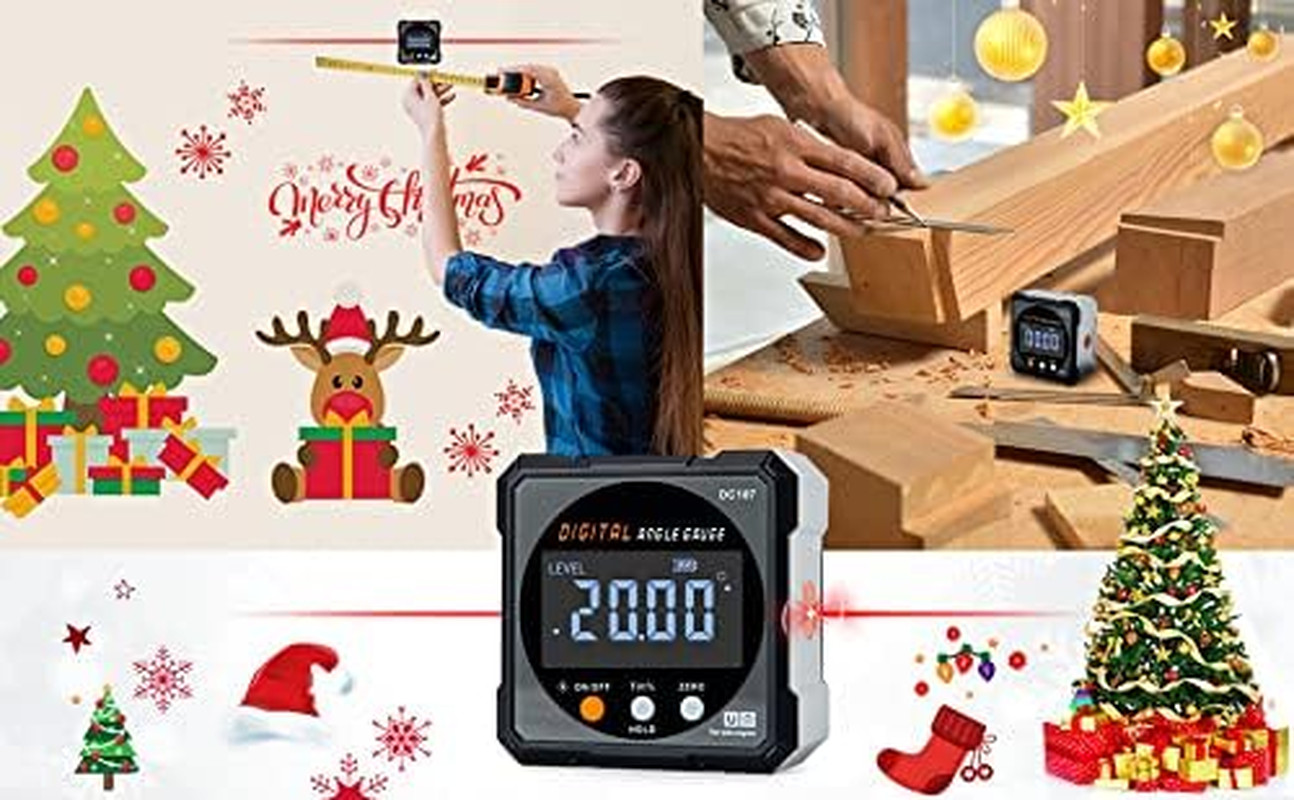 Digital Angle Finder with Electronic Laser - 4-Side Strong Magnetic Angle Gauge,