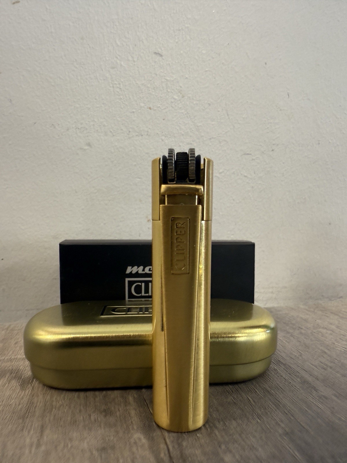 Metal Clipper Lighter (BRUSHED GOLD) With Gift Box Refillable AUTHENTIC