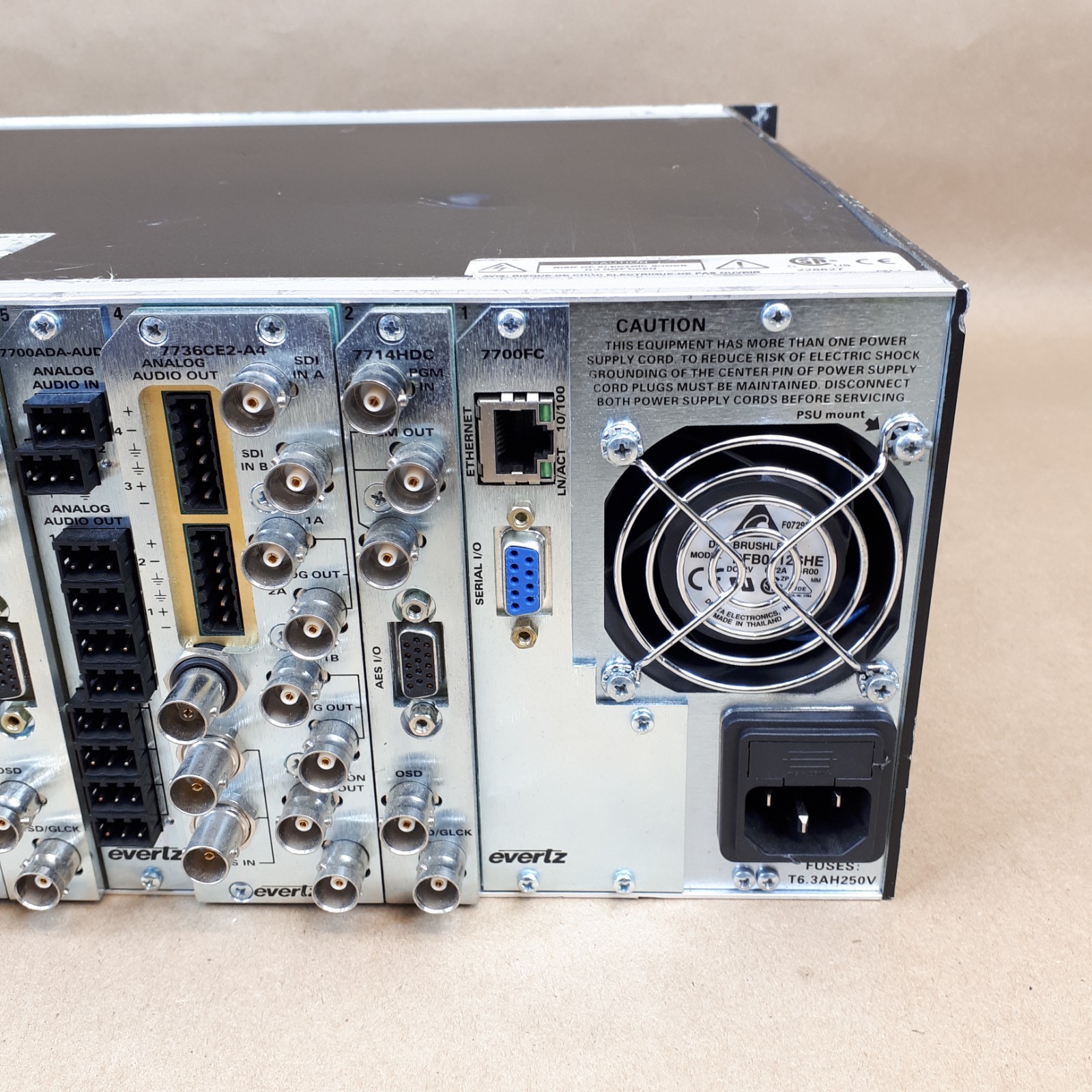 Evertz 7800FR-QT Quiet Mountable Multiframe Chassis 2 PSU, VGA W/10 Cards E6890B