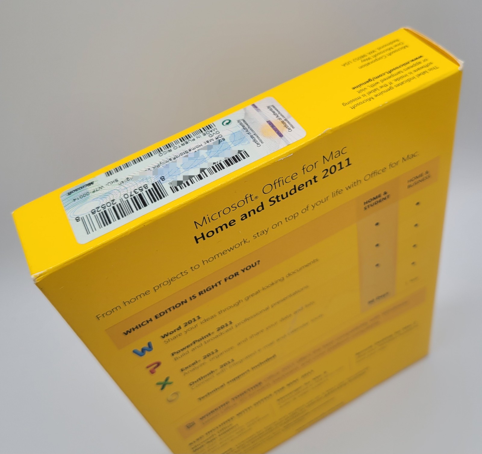 Official Microsoft Office Mac 2011 Home & Student with Product Key
