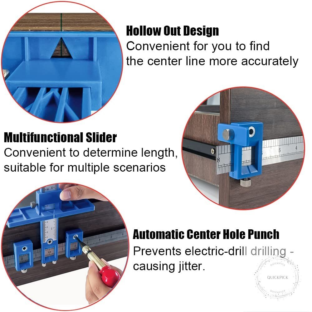 Cabinet Hardware Jig, Cabinet Handle Jig with Automatic Center Punch, Avoid Jitt