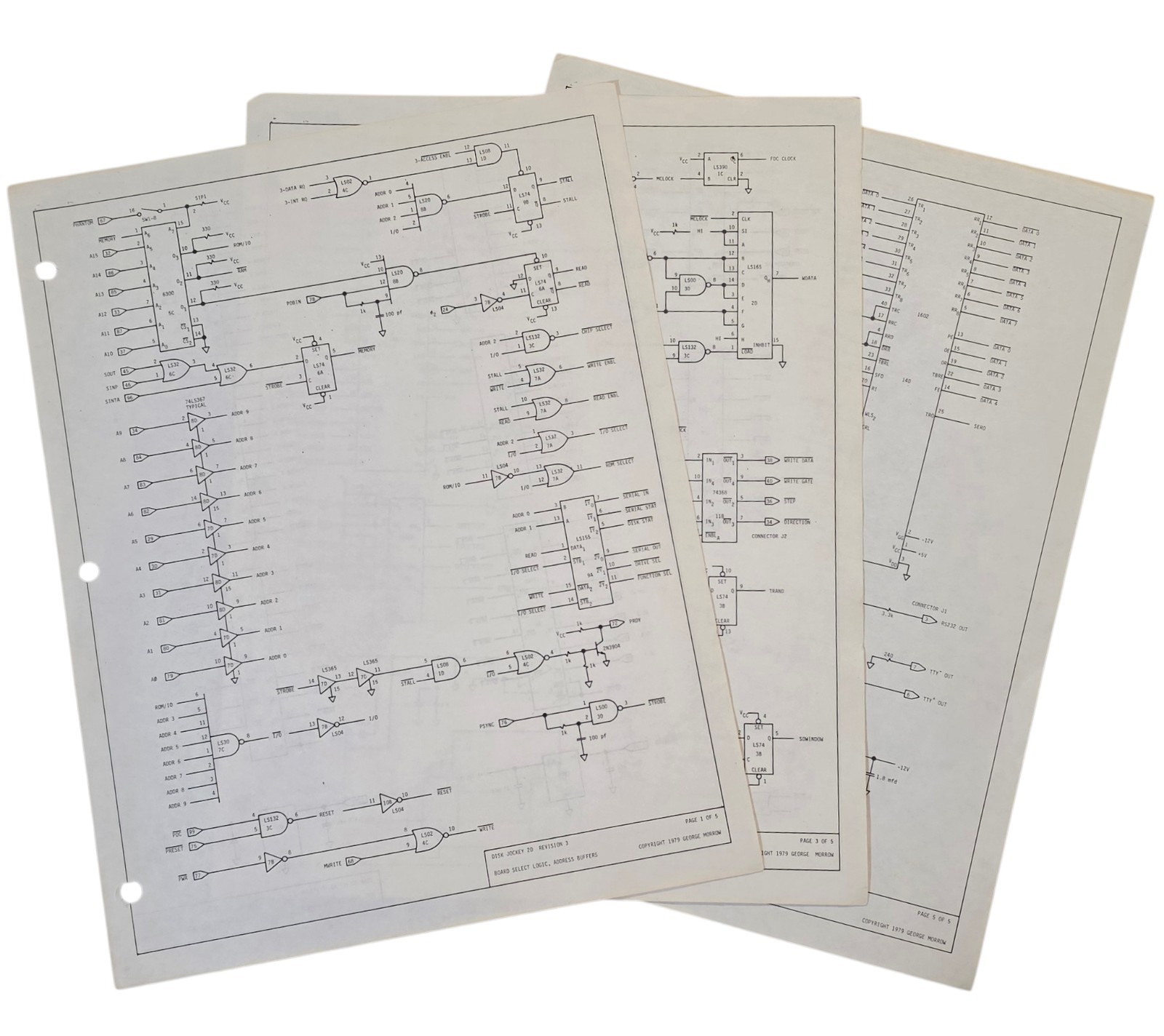 George Morrow Disk Jockey 2D Rev 3 Original S-100 Schematics 1979 5-Page Set
