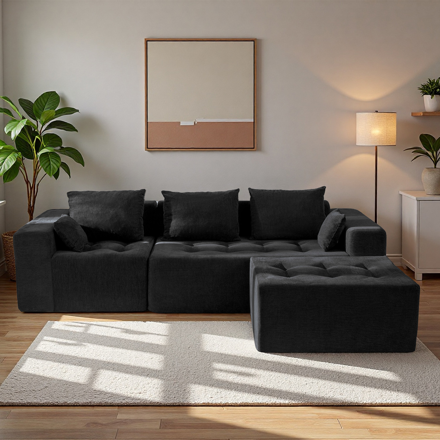 MAXYOYO Modular Sectional Sofa Couch, L Shaped Modern Cloud Couch with Ottoman