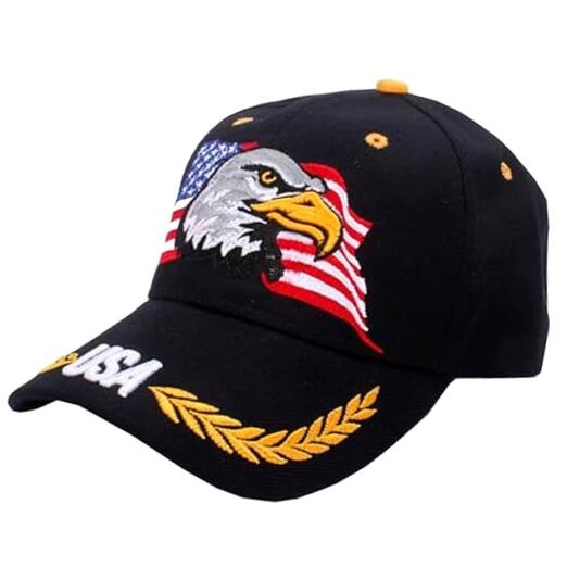 IZUS USA-Flag Eagles-Hat American Baseball-Cap Embroidered Base One Size Black