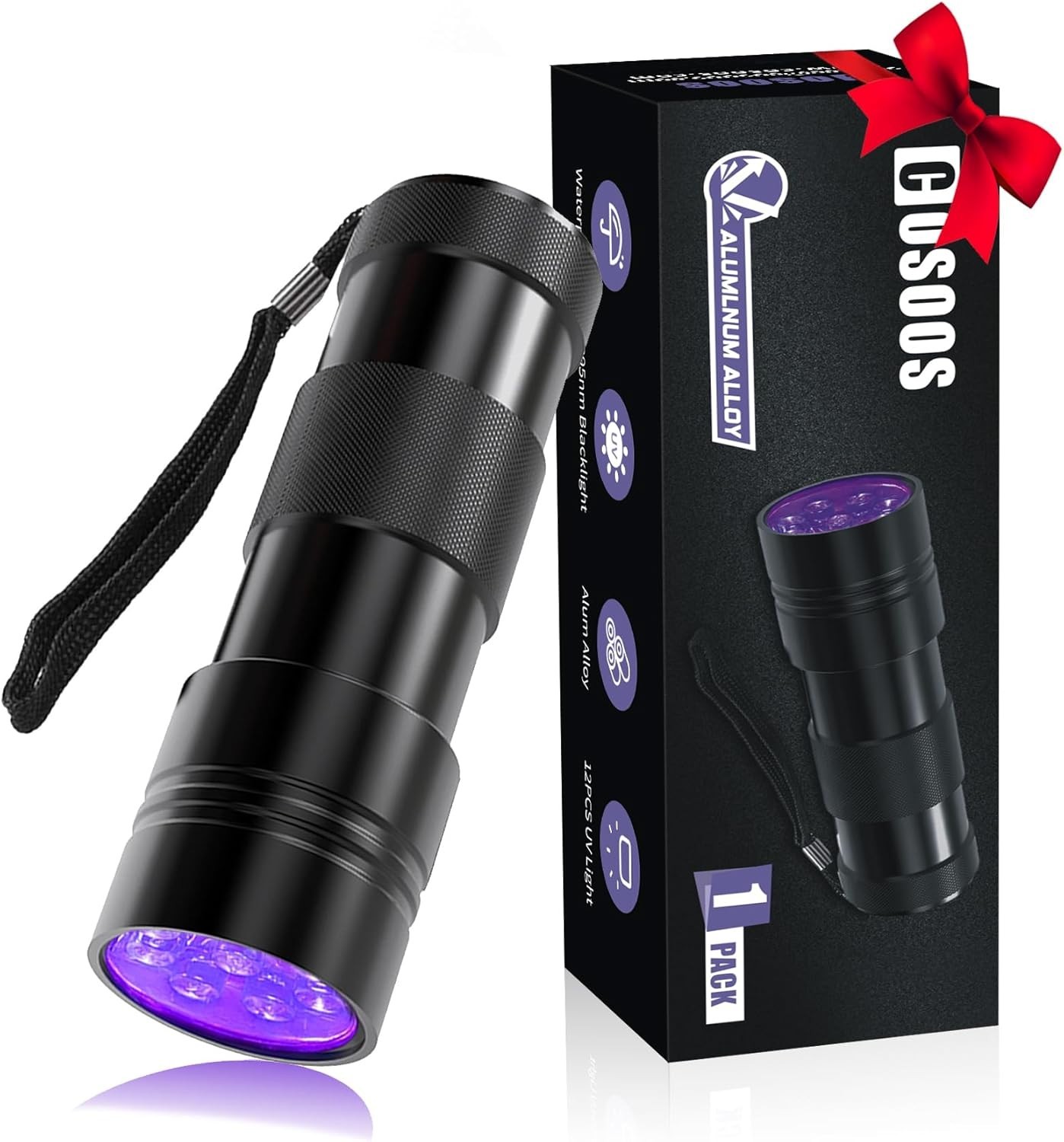 Efficient 395nm UV Flashlight with 12 LEDs - Ideal for Pet Owners and Outdoors