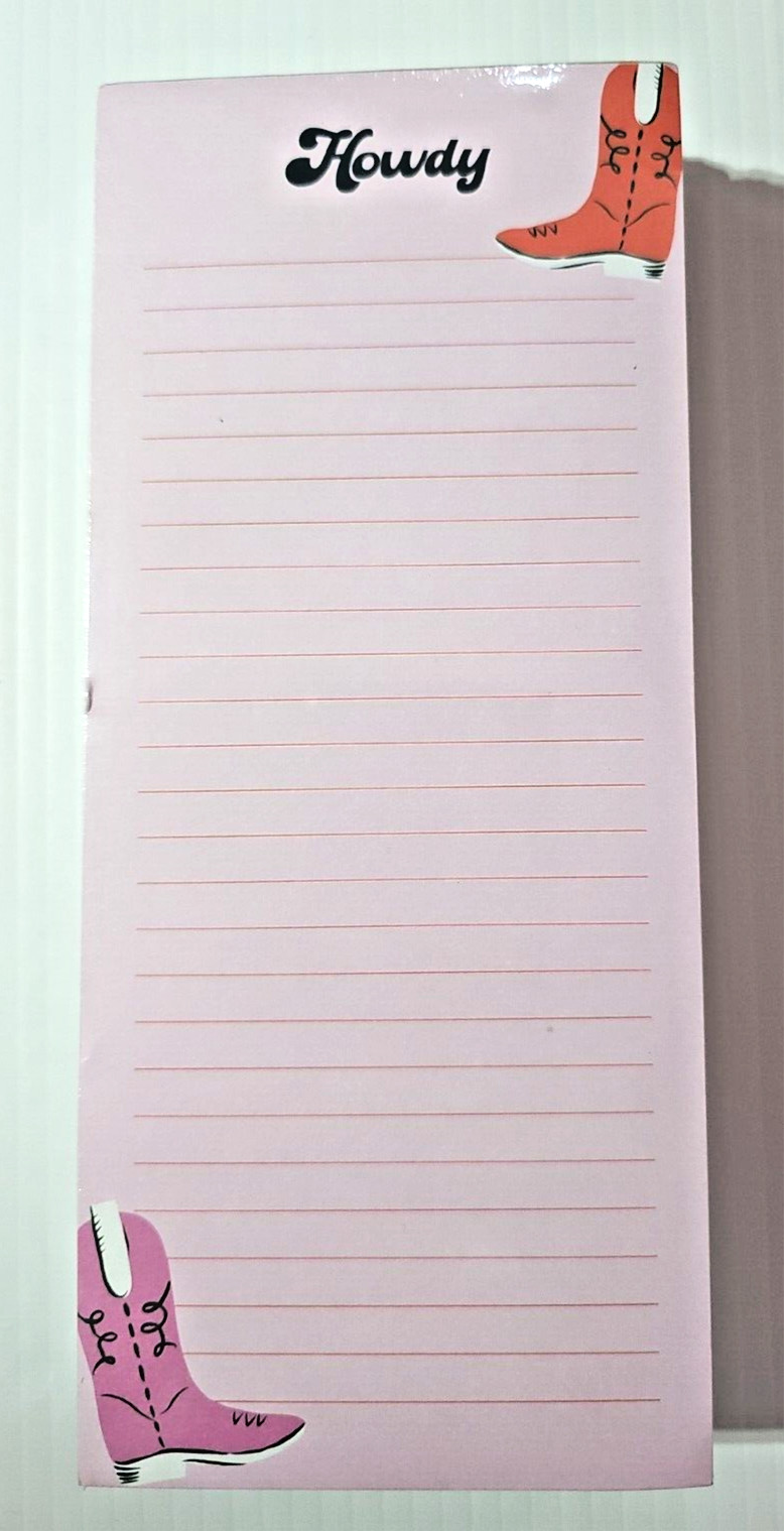 Graphique "Howdy" Cowgirl Boots Double Magnet List Pad, 100 Sheets of 4" x 9"