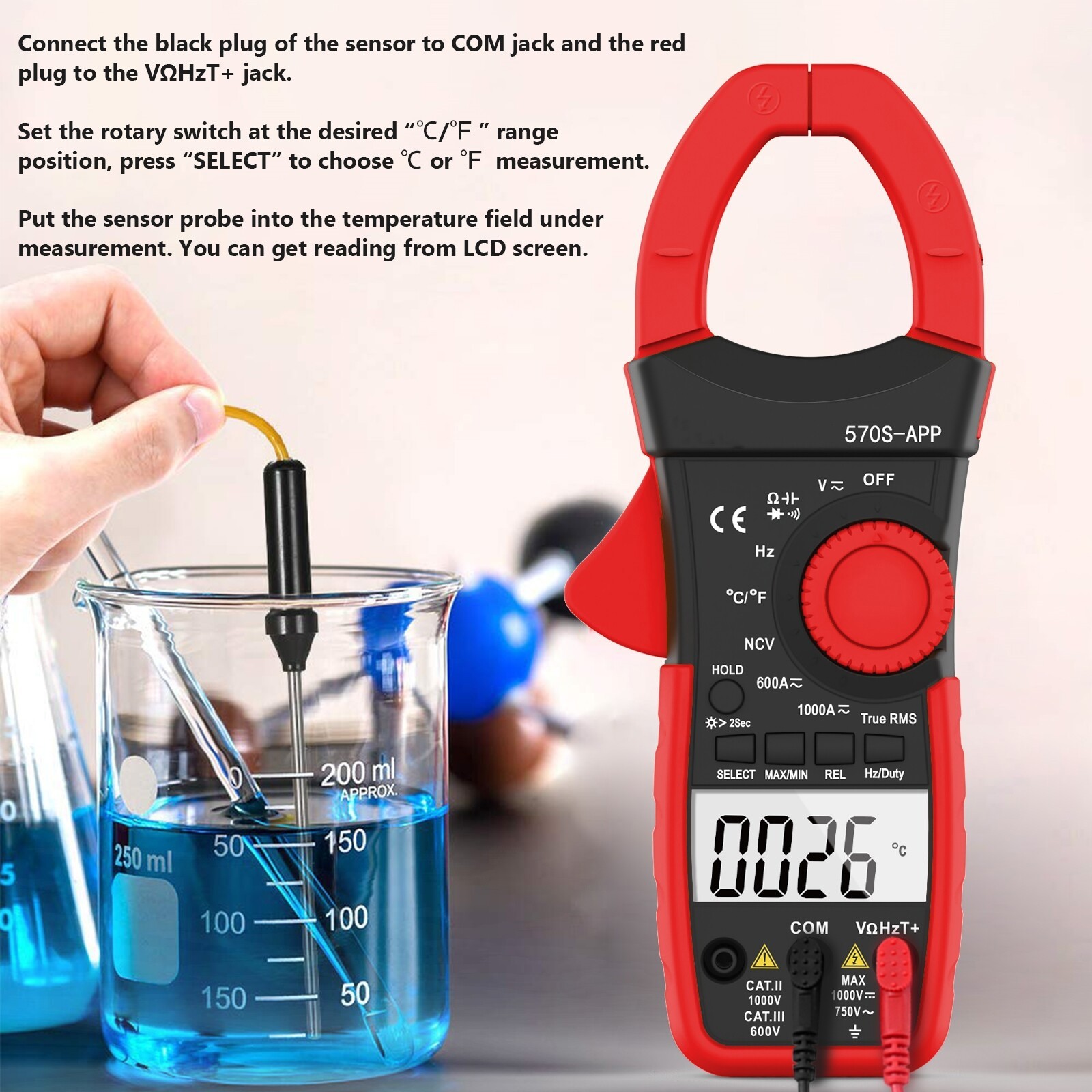 HoldPeak Digital Clamp Meter Multimeter TRMS Auto-Ranging AC/DC Volt Amp Tester