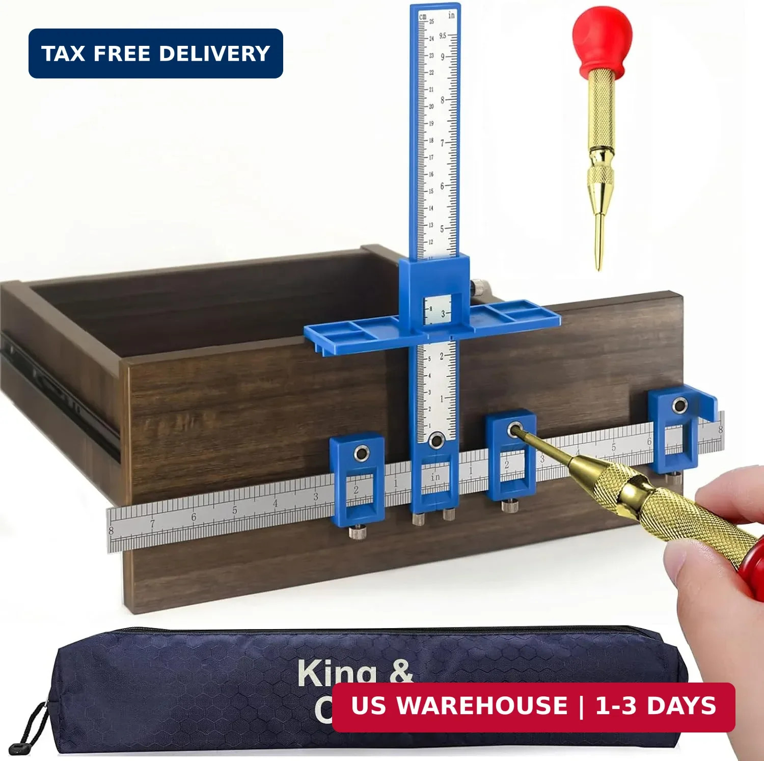 King&Charles Cabinet Hardware Jig, Cabinet Handle Jig with Automatic Center Punc