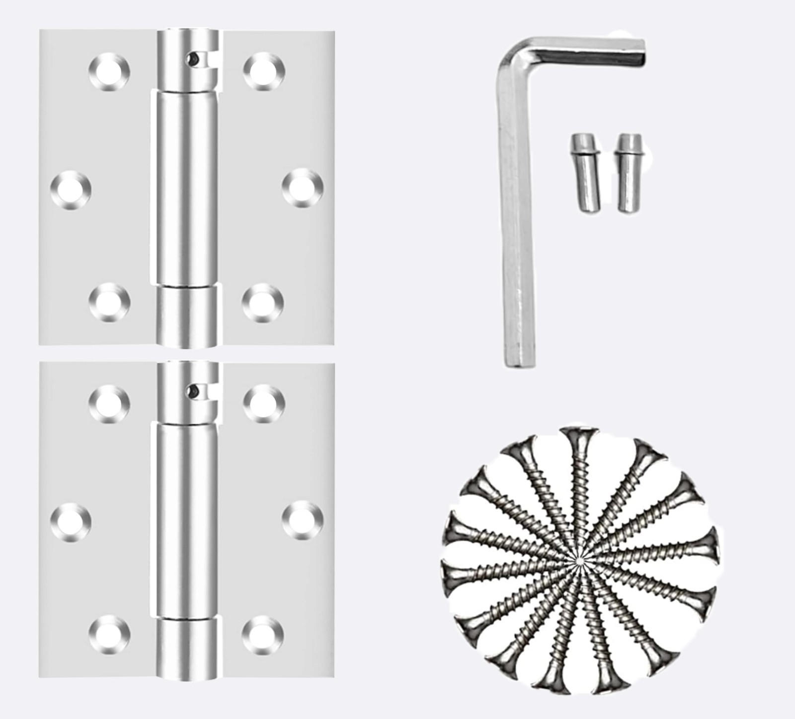 Closing Spring Door Hinge Set-3" x 3-3/8" Self, 201 & 304 Stainless Steel wit...