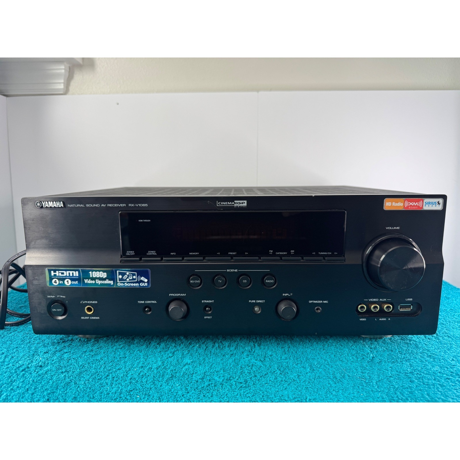 Yamaha Natural Sound AV Receiver RX V1065 Black HD Radio Sirius XM For Parts/Fix