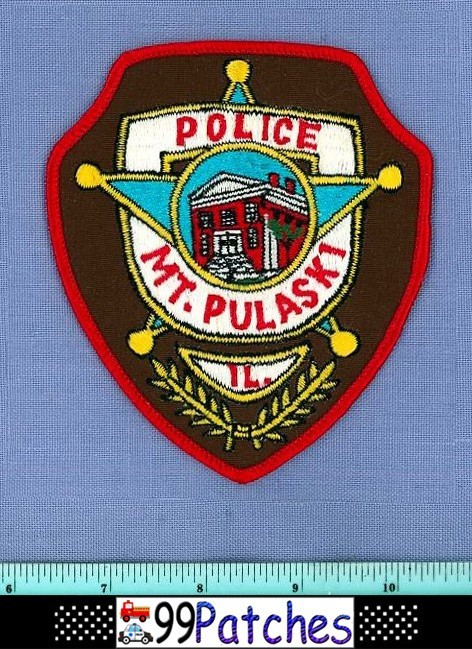 MOUNT PULASKI ILLINOIS Police Shoulder Patch CITY HALL POLICE STATION 4G