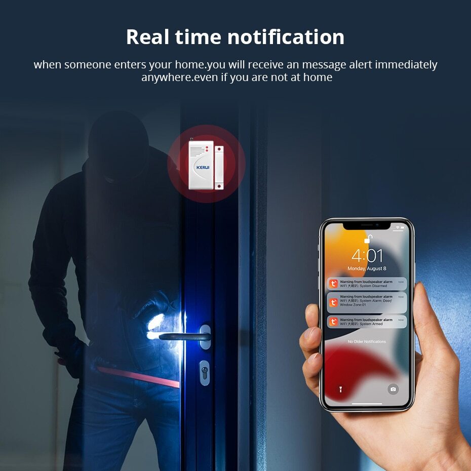 110dB WiFi Smart Home Security Alarm Kit Door Window Sensor System Alexa