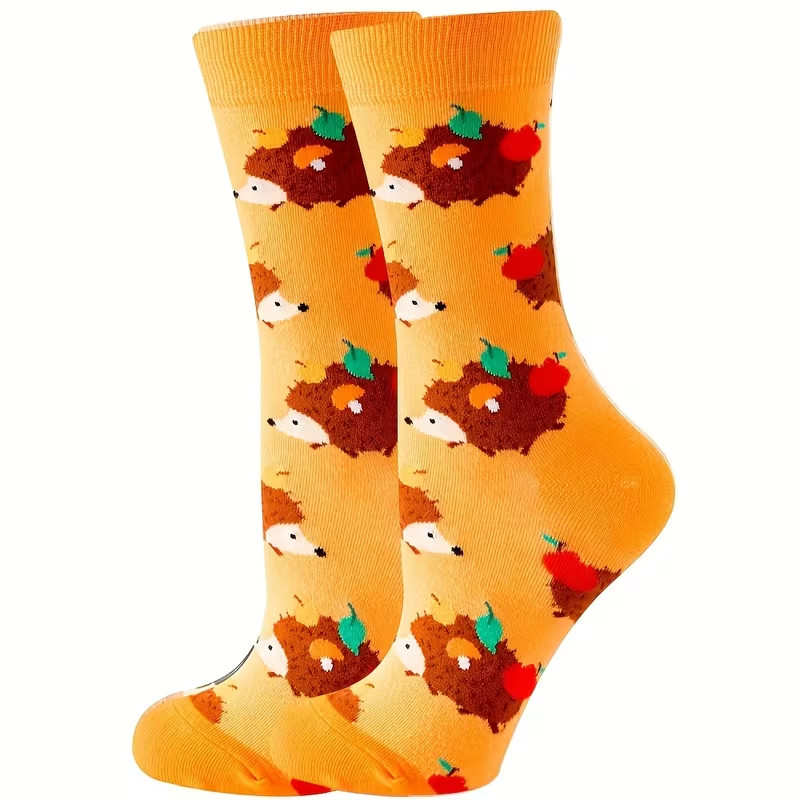 🦔Hedgehog Novelty Socks Cute Autumn Woodland Animal Funny Gift Ladies UK 4-7 🦔