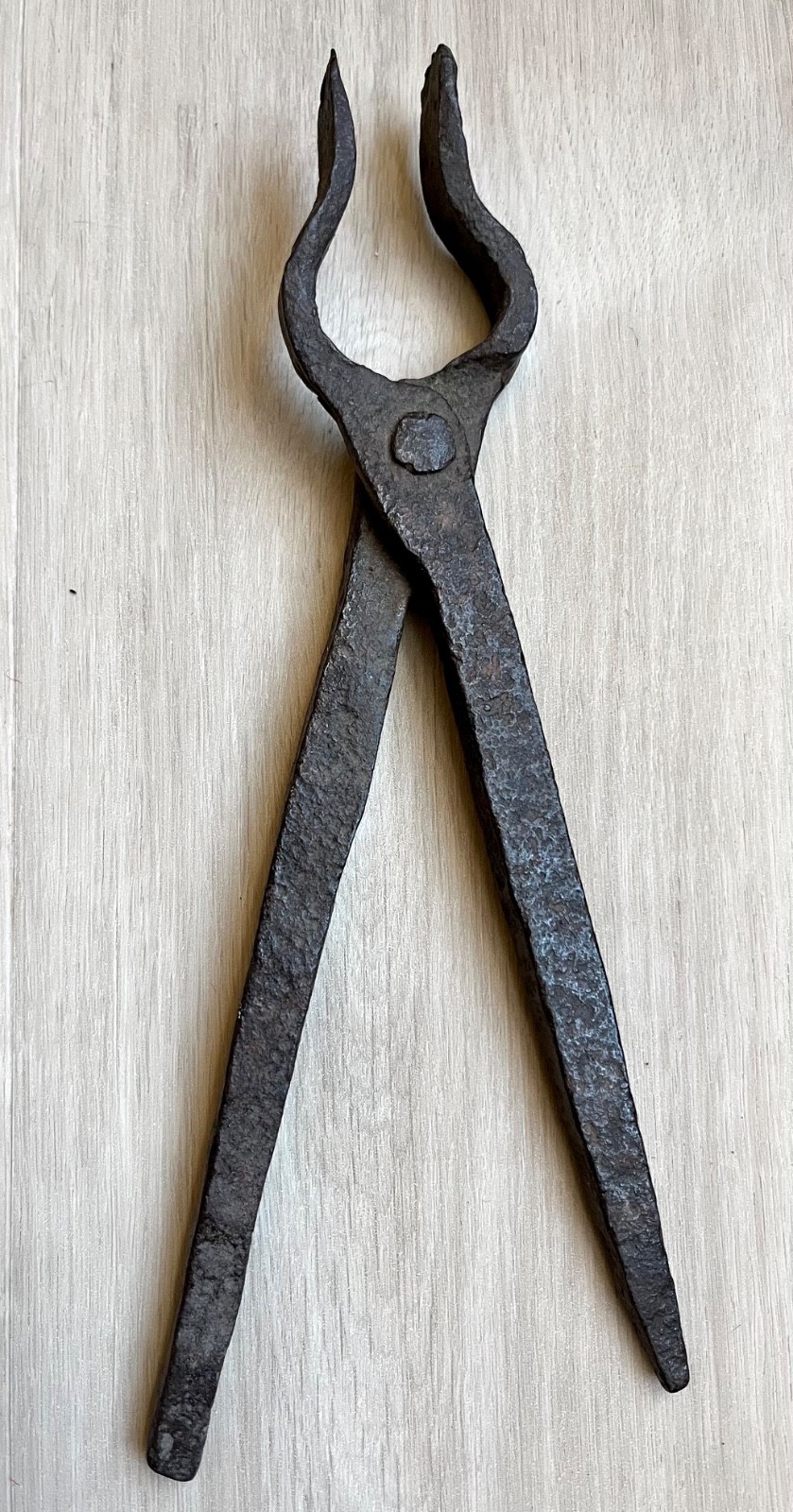 Old Hand-Forged Iron Tongs Blacksmith Tool or Kitchen Utensil 10.5"