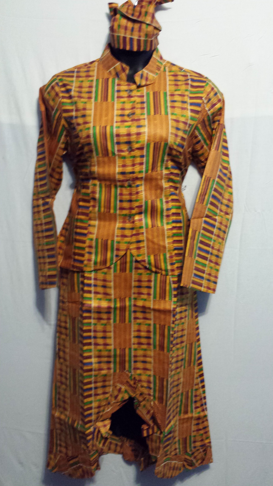 Women Clothing African Kente Print Ankara Dress Jaxket Set Suit M 36" around