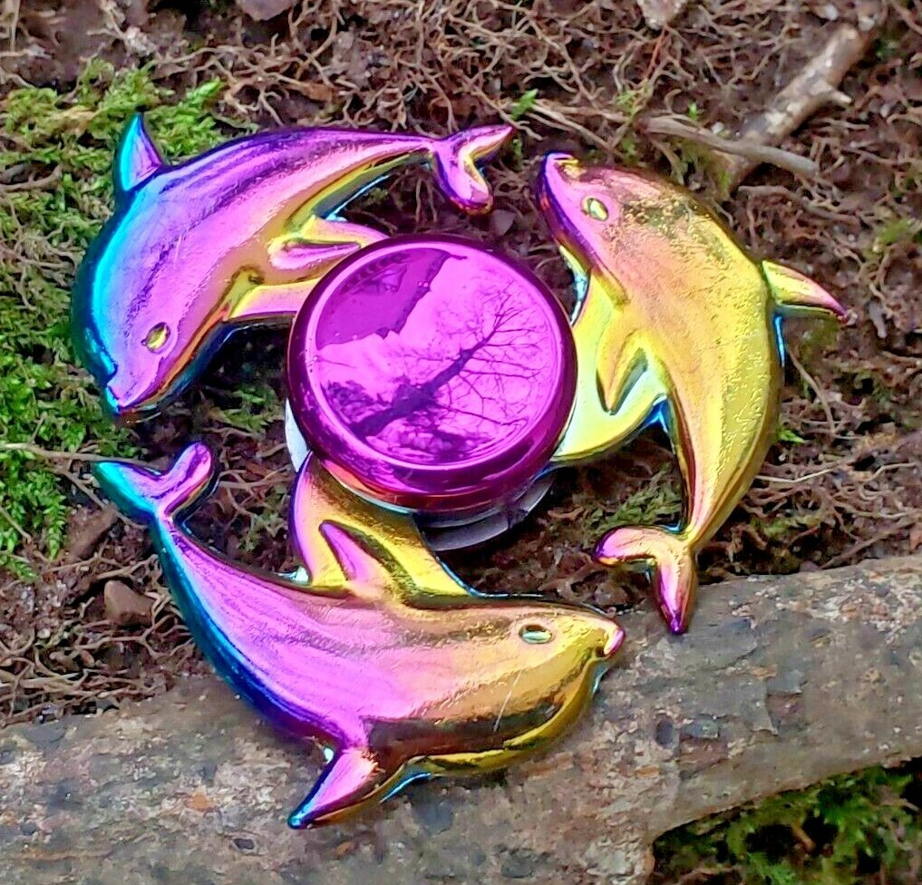 Rainbow Dolphin Fidget Spinner Toy ADHD Kids Adults Boys Girls Multi Color 💖