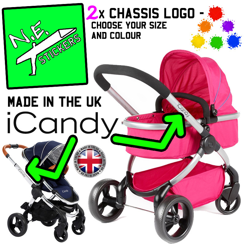 2x ANY COLOUR new style logo REPLACEMENT iCandy vinyl stickers pram buggy