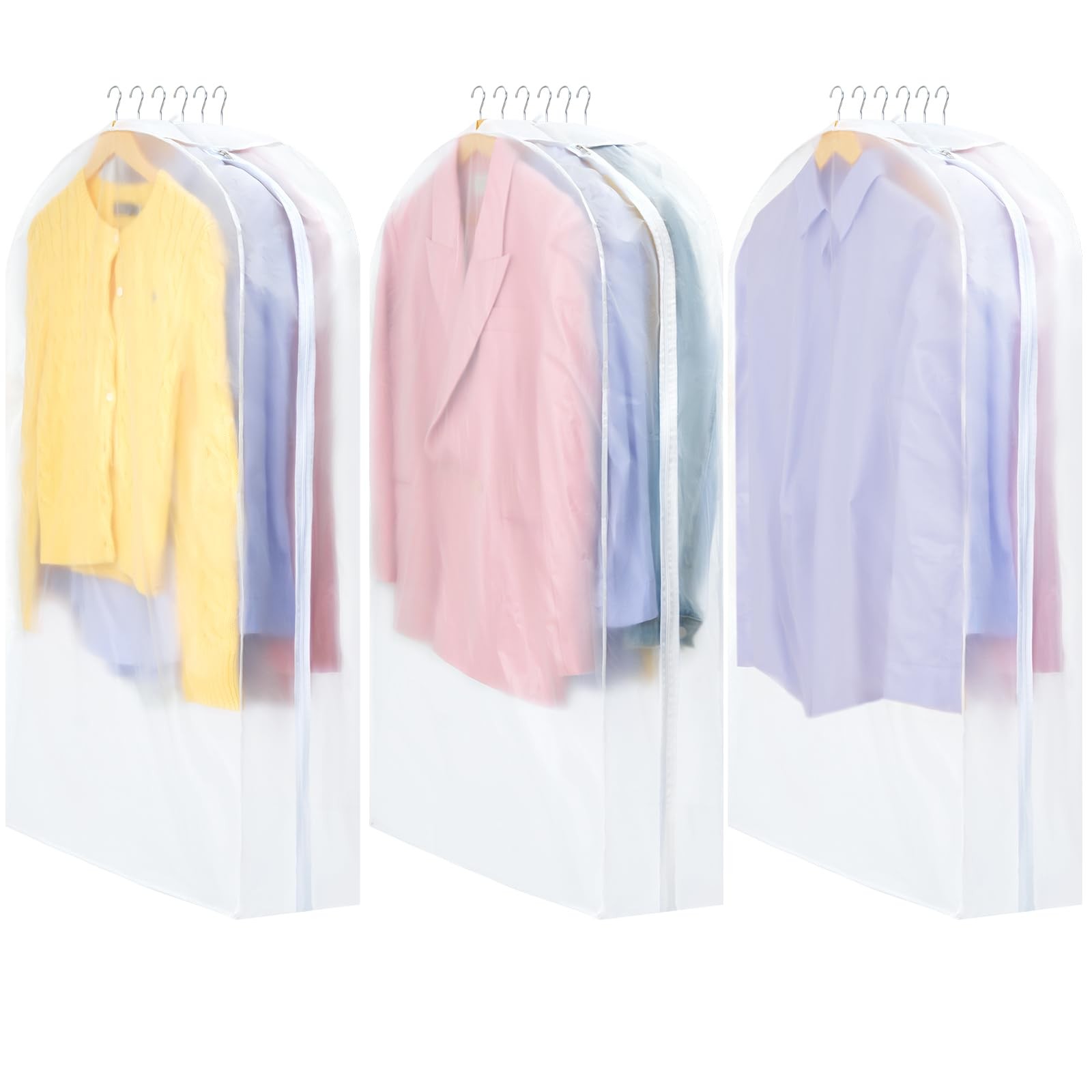 3 Pack 10" Gusseted All Clear Garment Bag 43" Suit Bags for Closet Storage