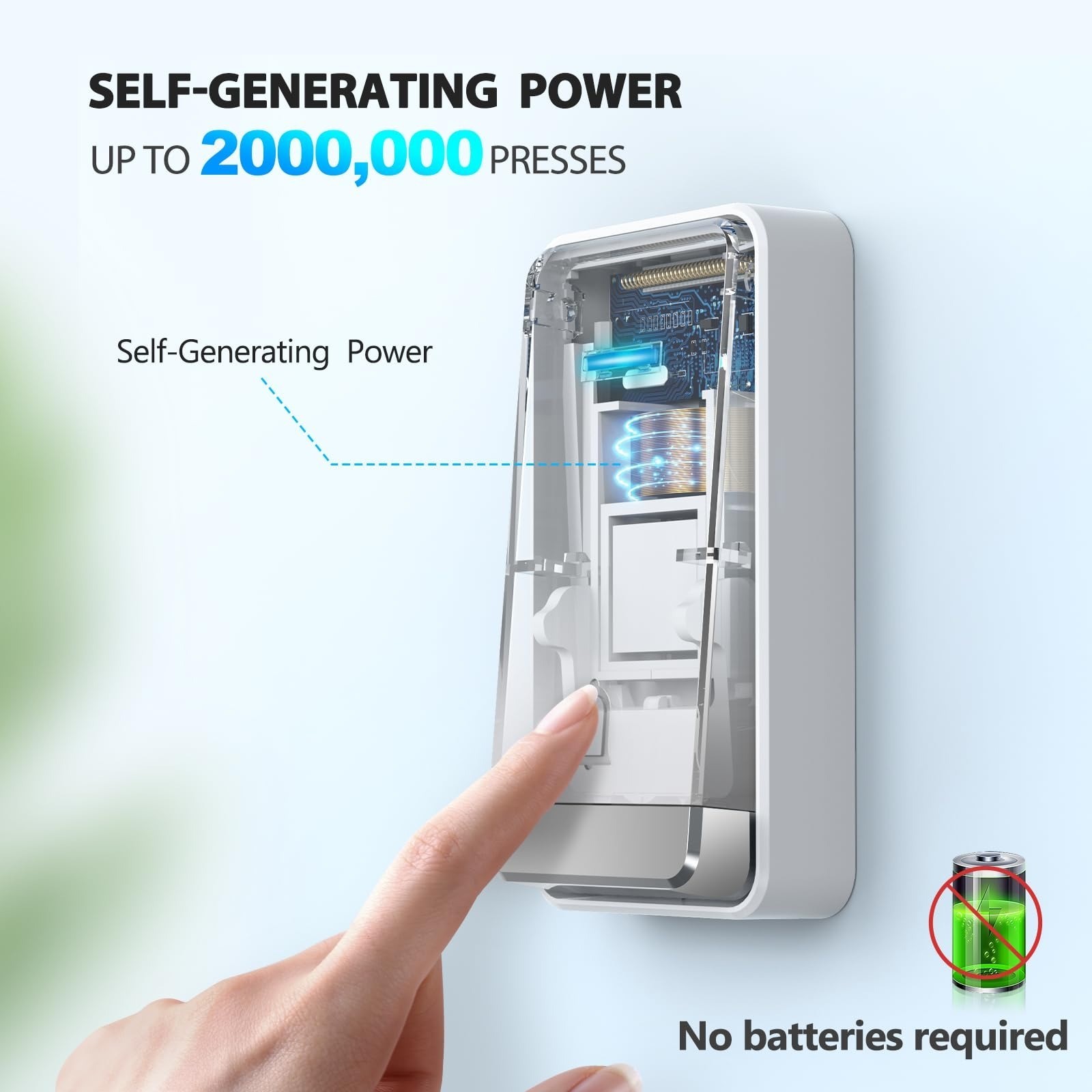 TECKNET Wireless Doorbell, Self-Powered, 1300ft Range, Waterproof