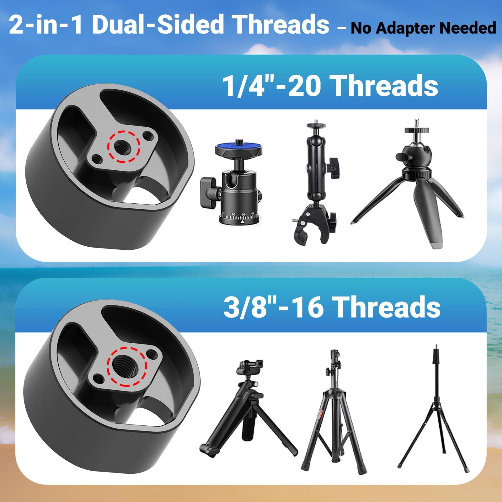 SOTOFY New Version Starlink Mini Tripod Adapter 1/4" & 3/8" Threads, Black