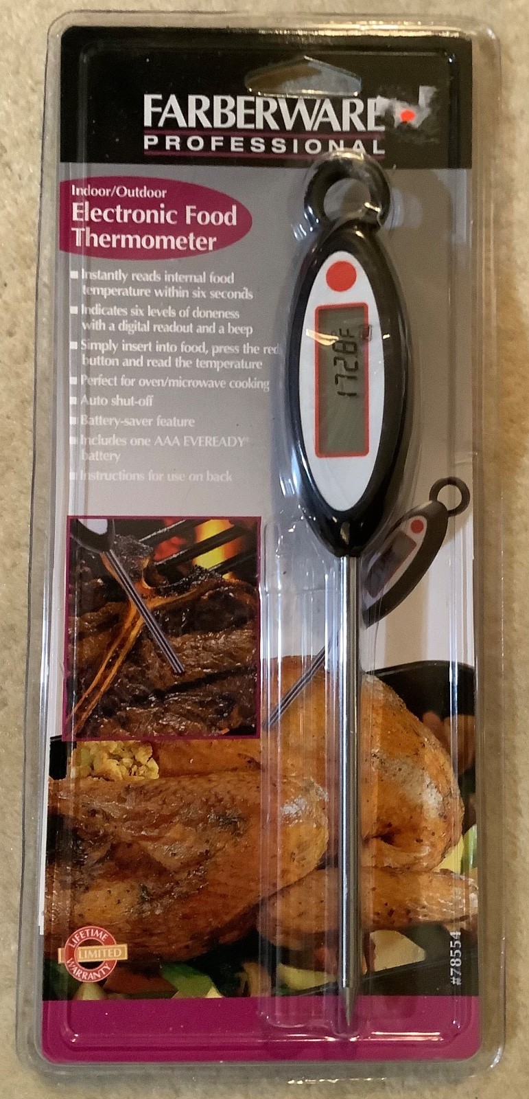 Farberware Professional Electronic Food Thermometer, #78554, 2002,  new battery