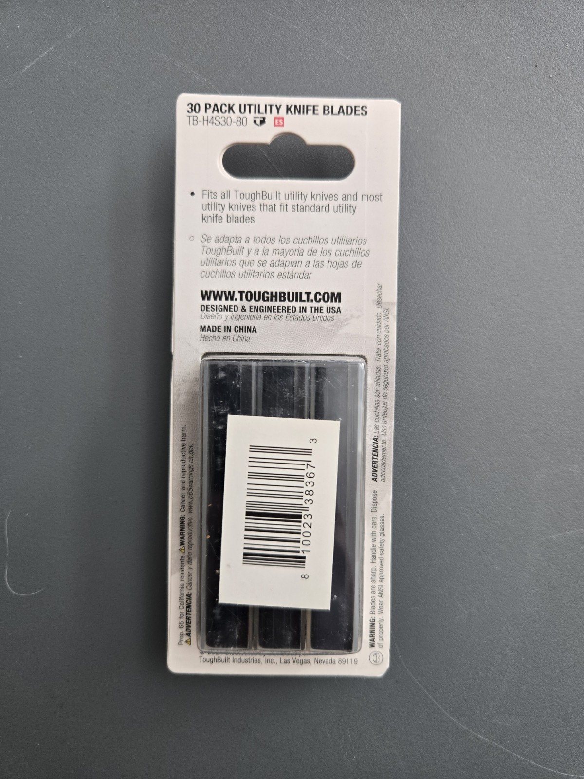 Toughbuilt 30-pack utility knife universal razor blade