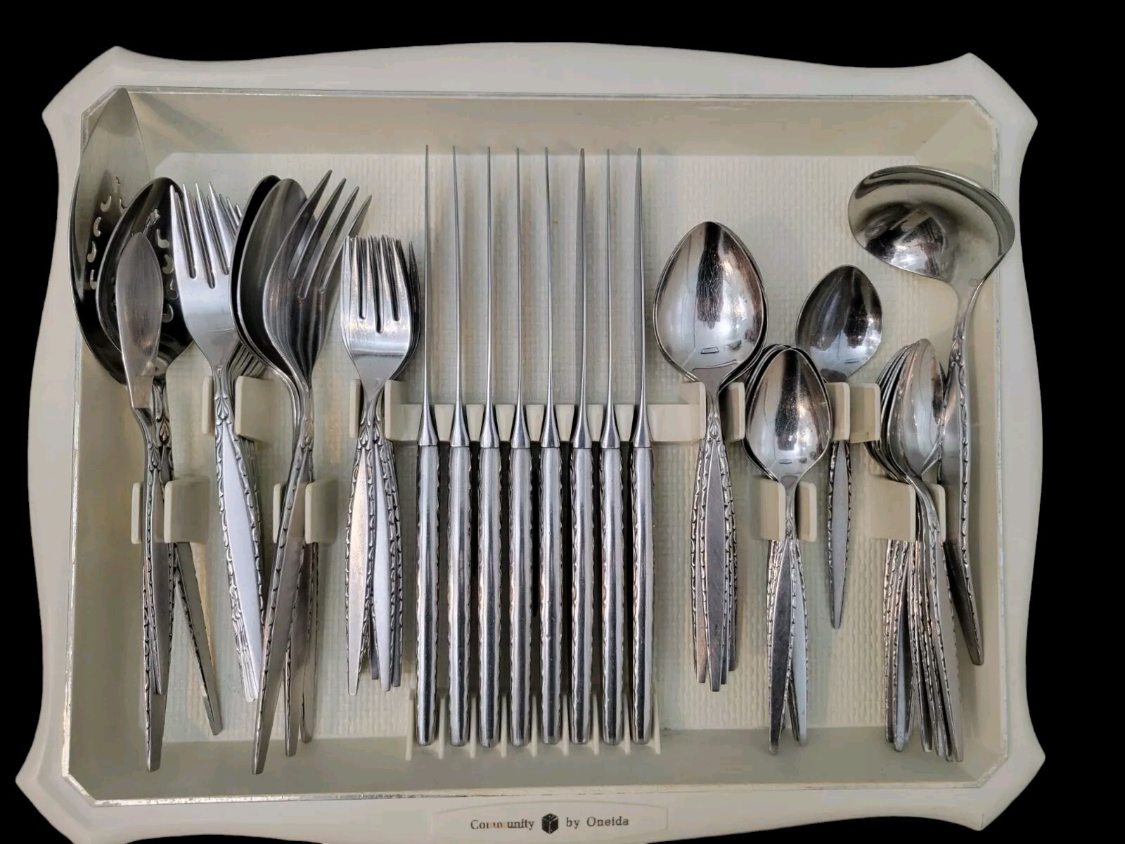 VENETIA Oneida Community Flatware 57 Pieces Stainless Vintage W/ Original tray