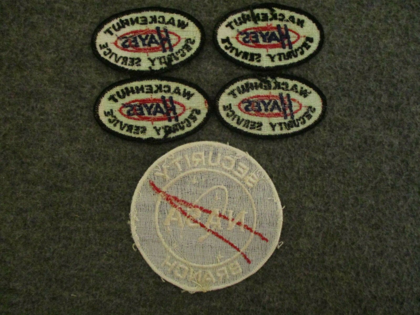 1965 NASA SECURITY BRANCH VECTOR MEATBALL + 4 HAYES AEROSPACE SECURITY PATCHES