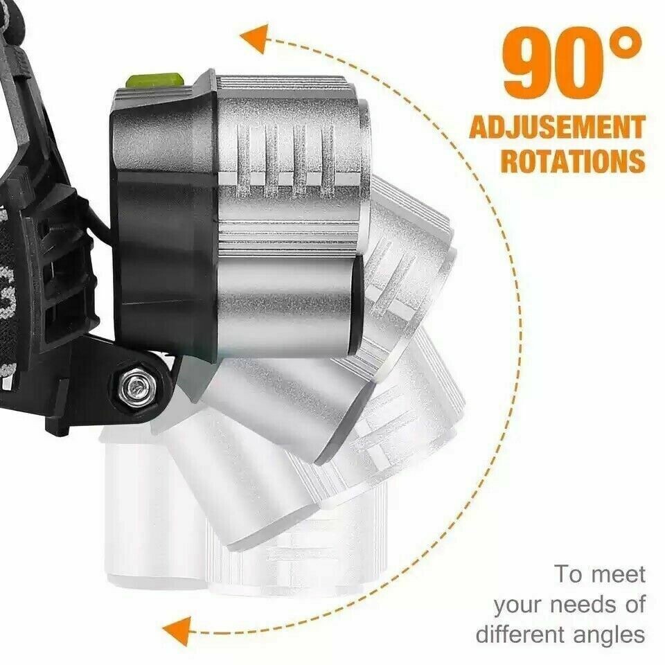 Super Bright 5 LED Zoom Headlamp USB Rechargeable Headlight Head Torch Headlight
