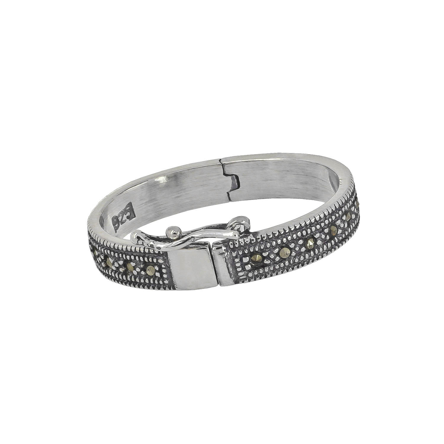 Antique Sterling Silver Marcasite Oval Pearl Enhancer Shortener Push Clasp 99748