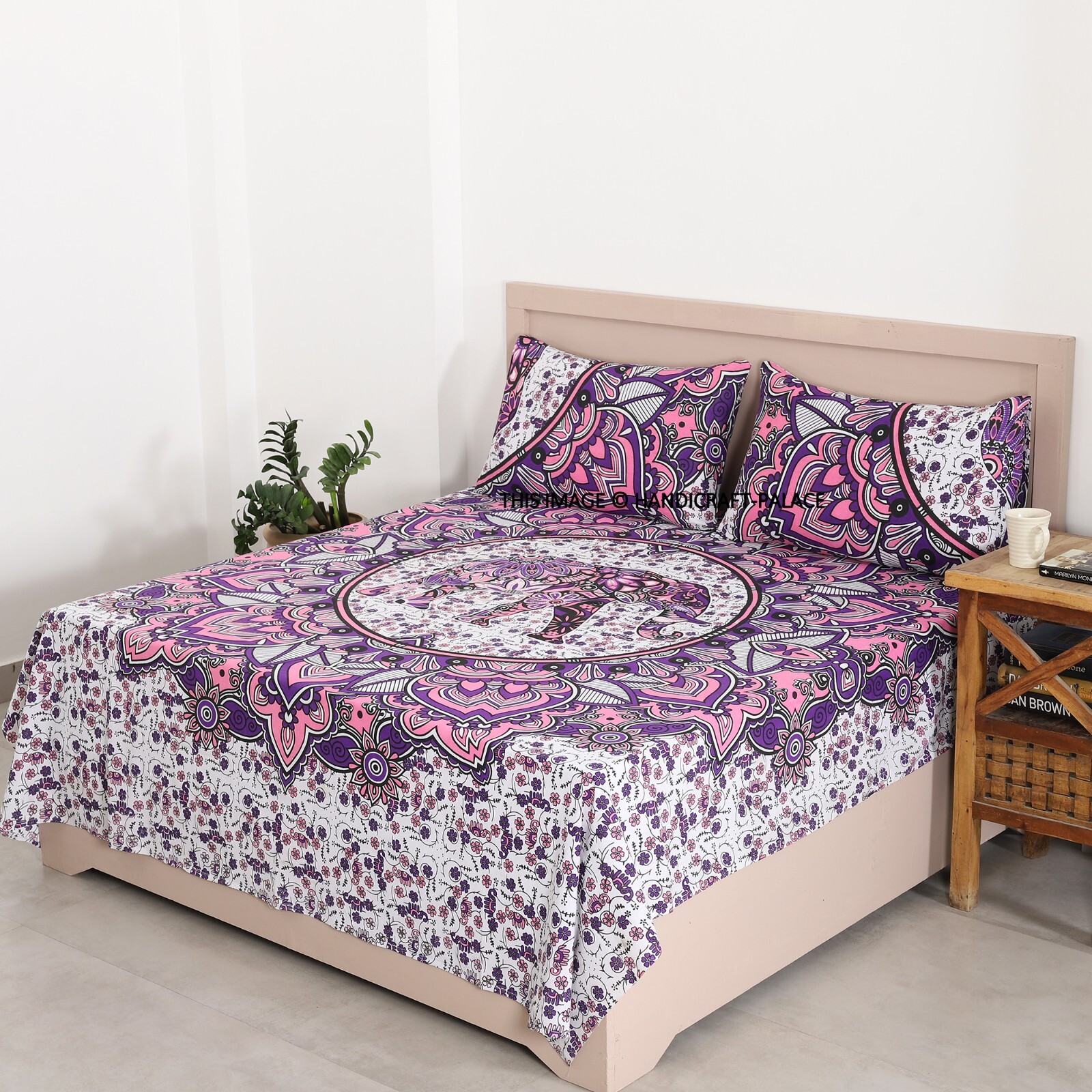 Elephant Mandala 100% Cotton Sheet Set Queen Size Bed Sheets With Pillowcases