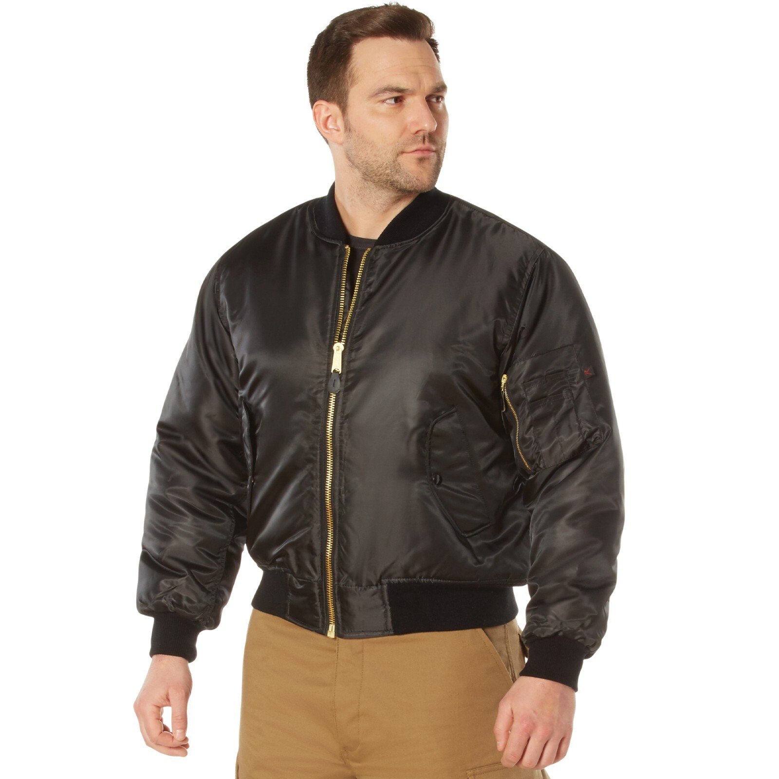 MA-1 Bomber Jacket Flight Coat Air Force Military Solid Black Reversible XS-10XL