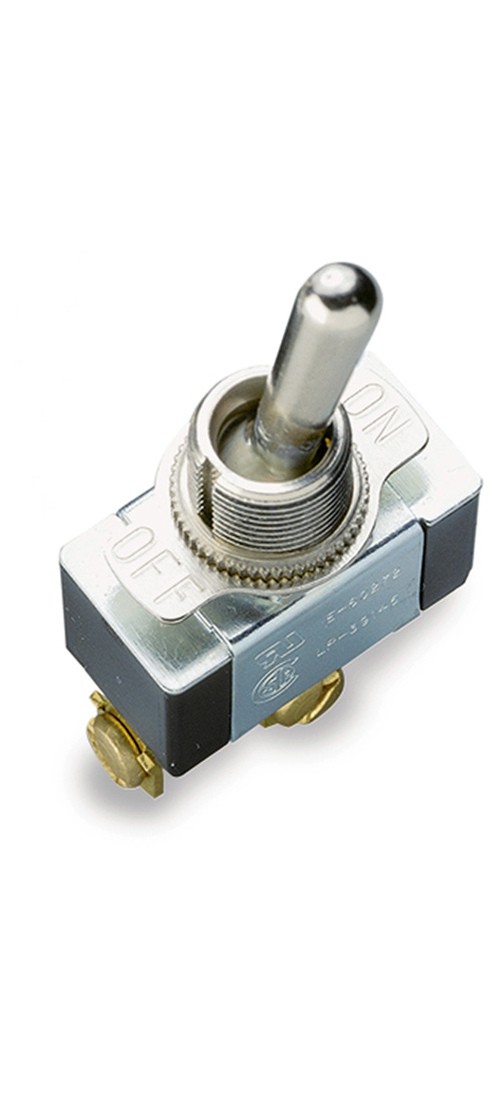GB GSW-11 Toggle Switch, 125/250 V, SPST, Screw Terminal Black/Silver