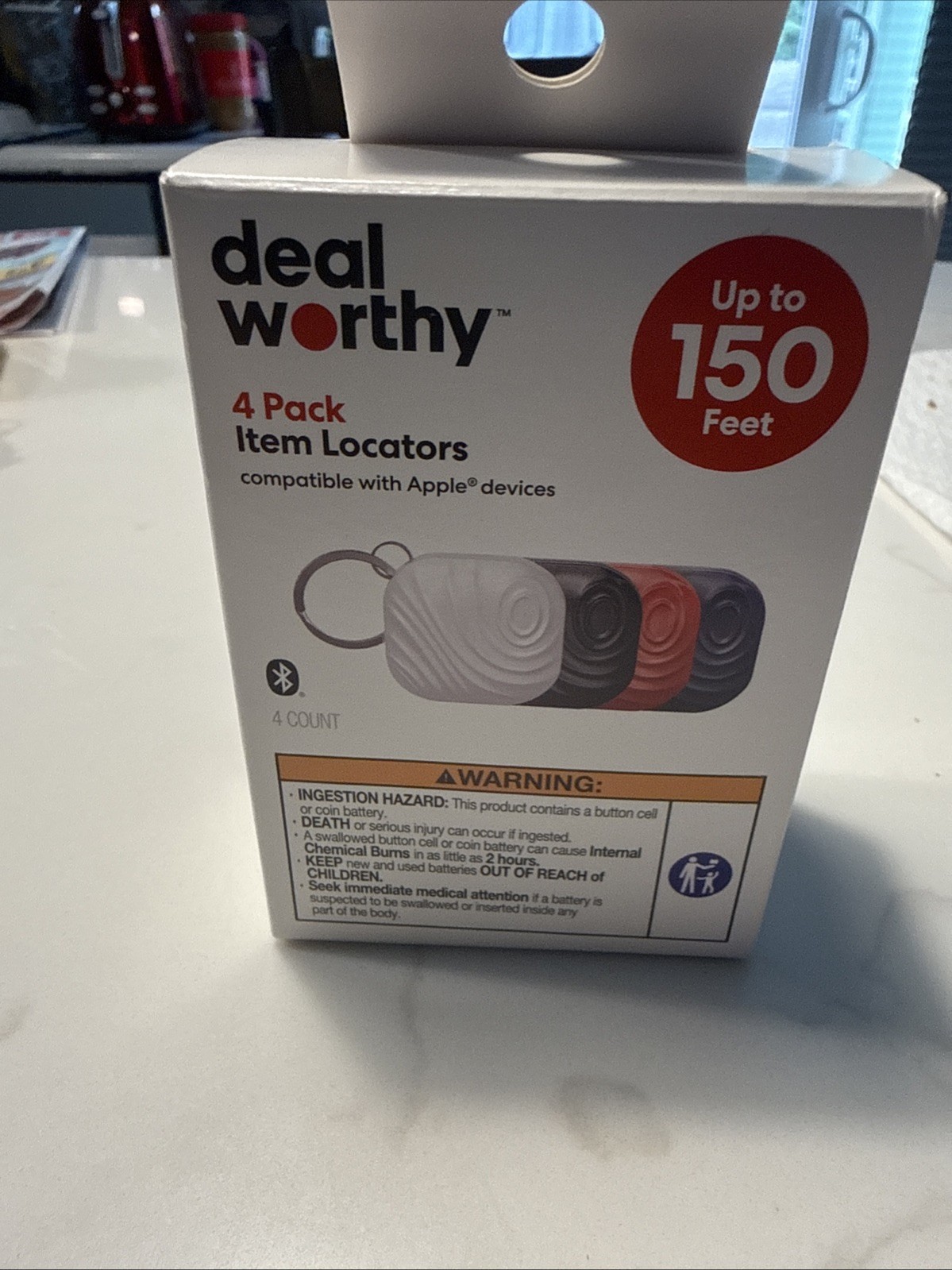 Dealworthy 4 Pack Item Locators Compatible with Apple Devices Up to 150 Feet AA3
