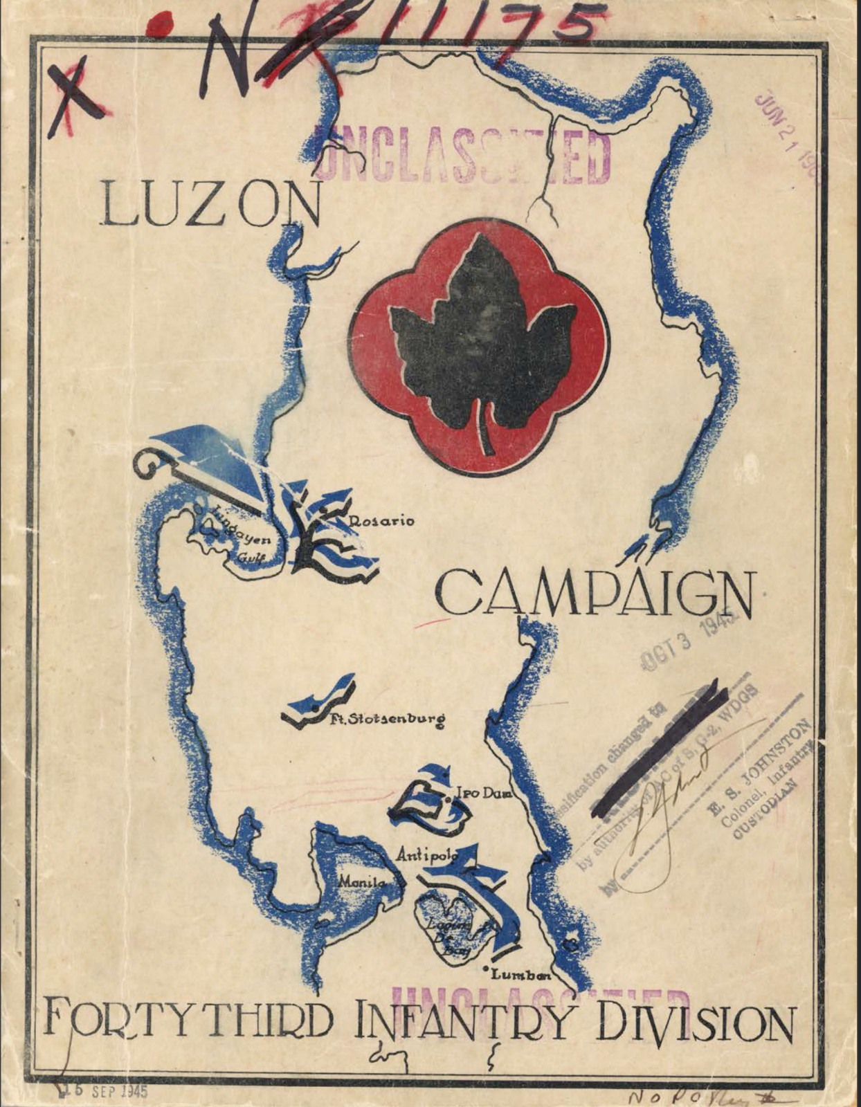170 Page Historical Report Luzon Campaign 43rd Infantry Division on Data CD