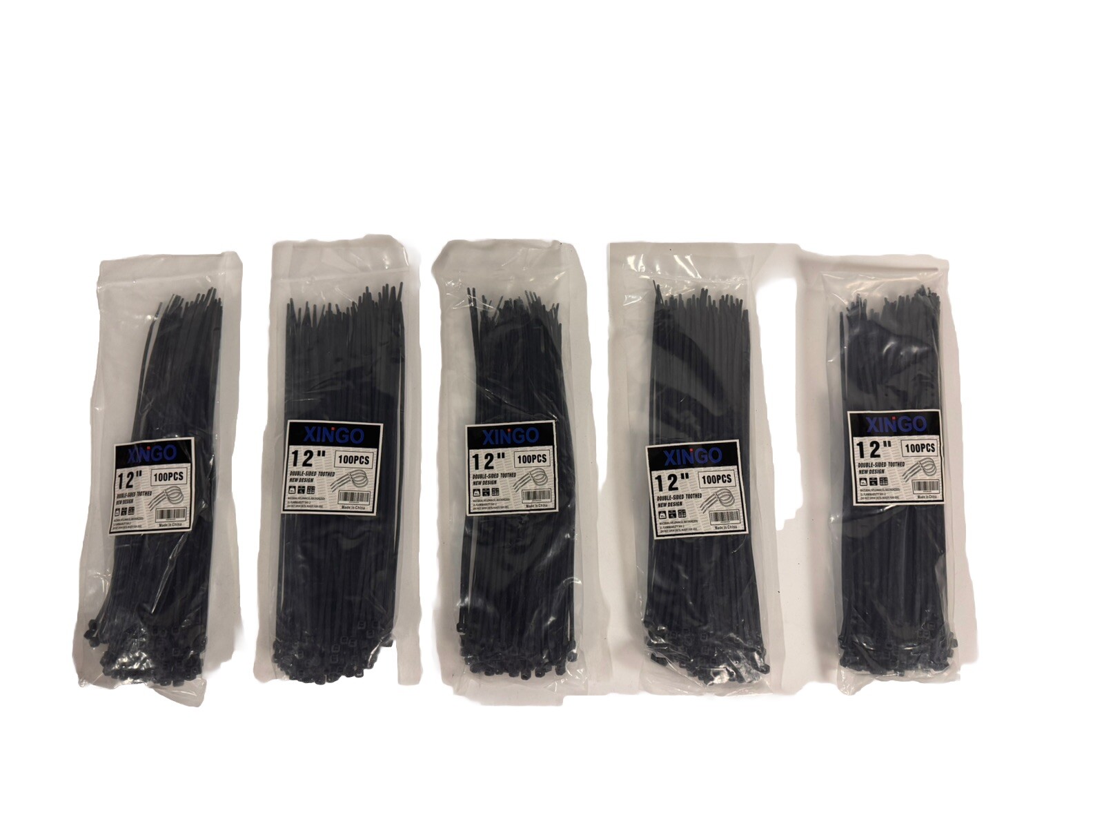 12 Inch Zip Ties Heavy Duty 200 PCS, 75 LBS Tensile Strength, 12“(500 PCS) Black