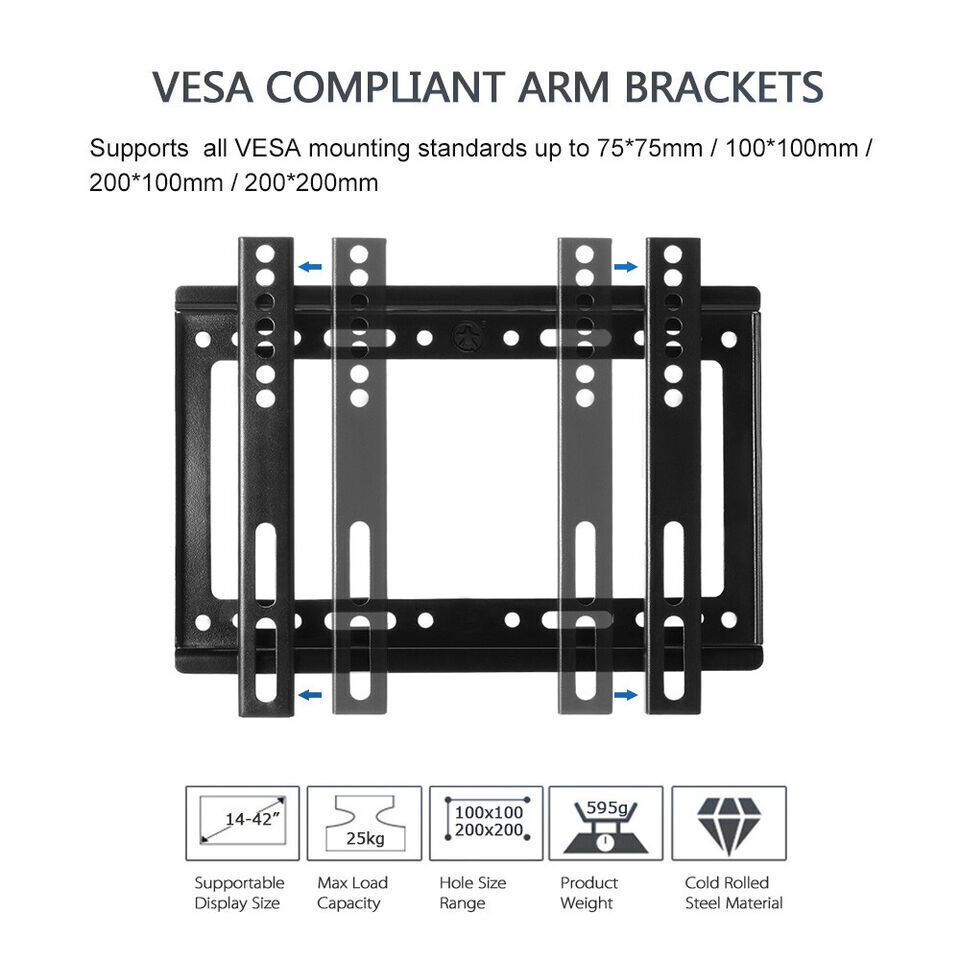 TV WALL MOUNT Fixed Full Motion BRACKET VESA（14-42“) 55lbs Loading Capacity US
