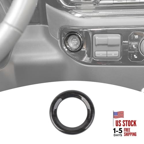 for Silverado Push Start Stop Button Trim Ring Cover for Chevy Silverado Black
