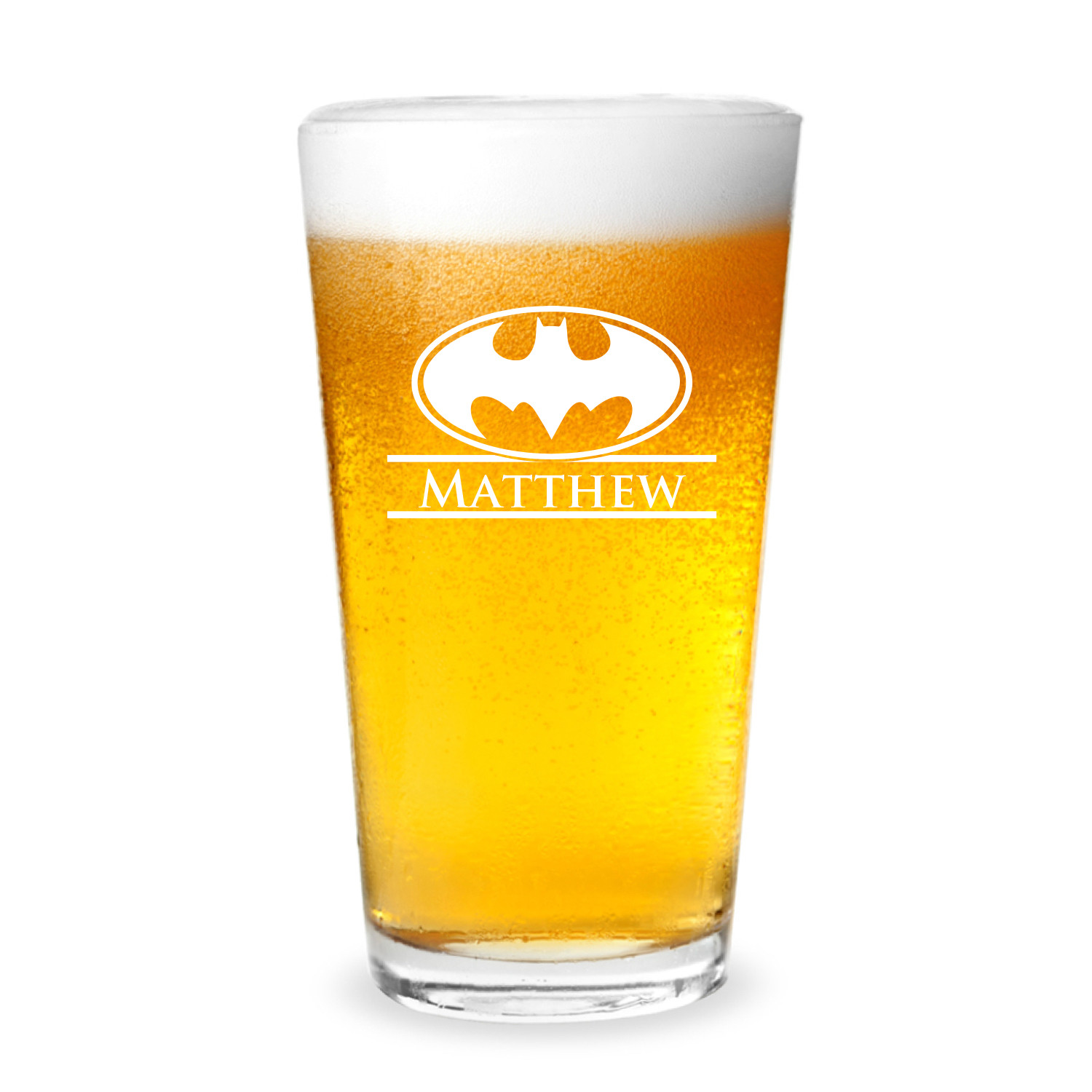 Batman Logo Personalized Engraved 16 oz Beer Pint Glass
