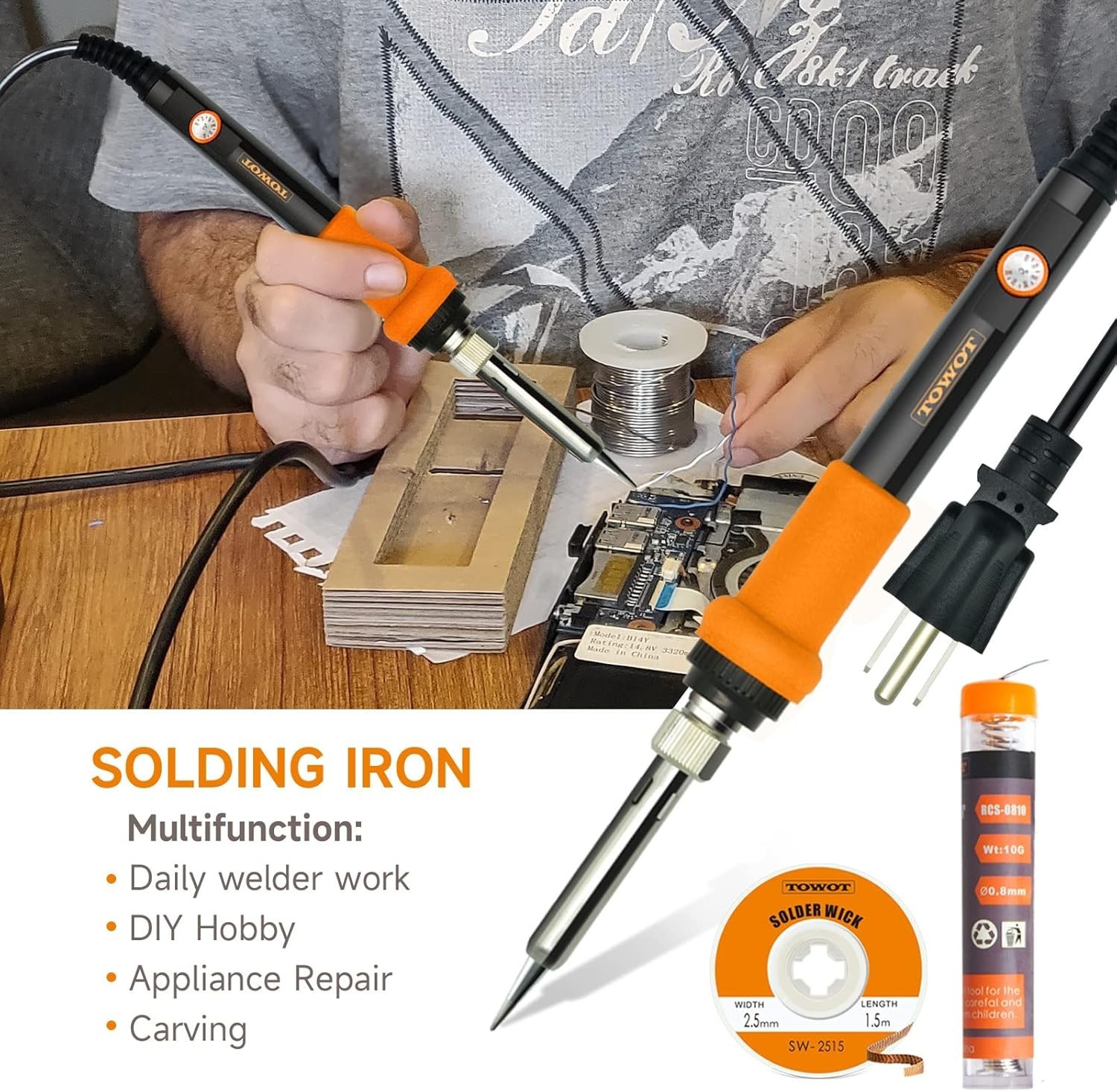 Soldering Iron Kit, Electronic Soldering Iron 60W Adjustable Temperature, Deo...