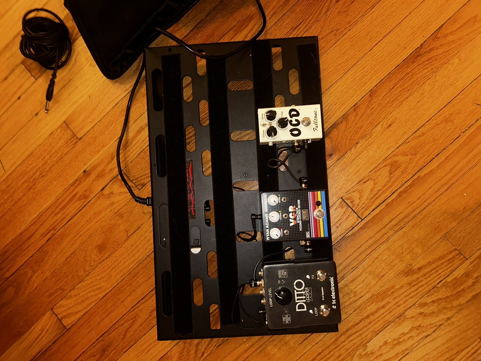 Electric Guitar Pedalboard with Ditto X2 Looper, Ryan Adams VCR, Fulltone OCD.