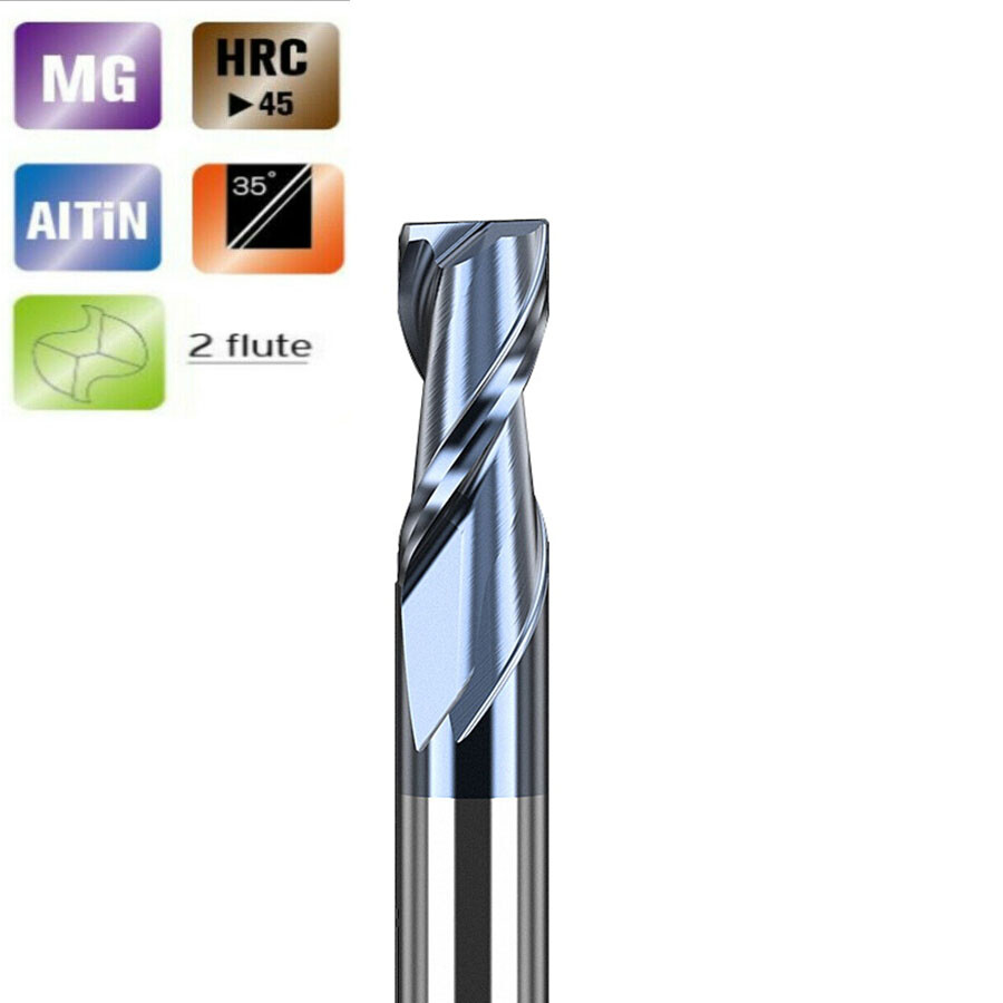 Solid Carbide 2 Flute Slot Drills TiAlN Coated. Sizes 1mm - 16mm End Mills